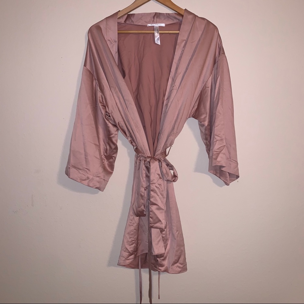 Satin Pink Short Wrap Robe